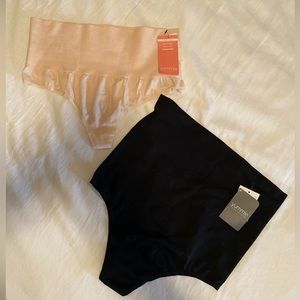 NWT Two Pair Yummie Shaping Thong L/XL Beige and Black